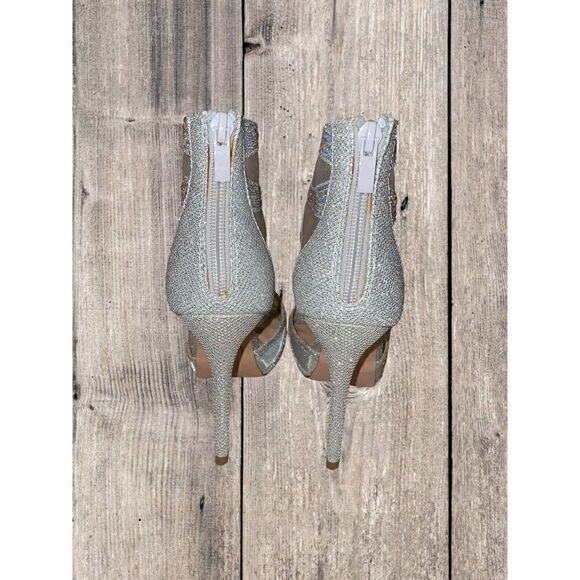 De Blossom Daisy-18 Silver Bedazzled Platform Heel Peeptoe Women’s Size 6 - Picture 4 of 10
